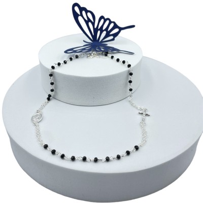 COLLANA ROSARIO DI PADRE PIO NERA